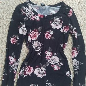 S Black and Floral Long Sleeve